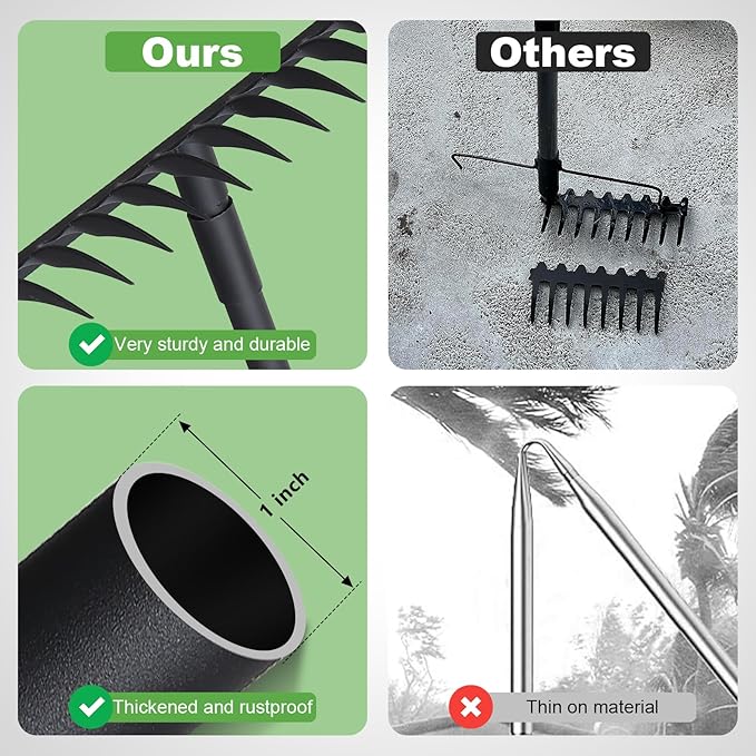 Pragmatist Bow Rake Heavy Duty 60" Metal Head Garden Rake with Adjustable Stainless Steel Handle Garden Tool for Loosening Soil Leveling Mulch Gathering Leaf