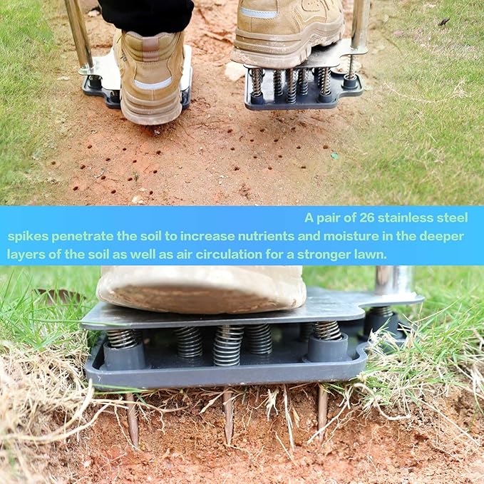 Lawn Aerator，Aerator Lawn Tool Garden Tools, Gardening Hand Tools, Aerator Shoes Pair with 26 Soil Spikes for Lawn Care Outdoor Sports Yard Tools