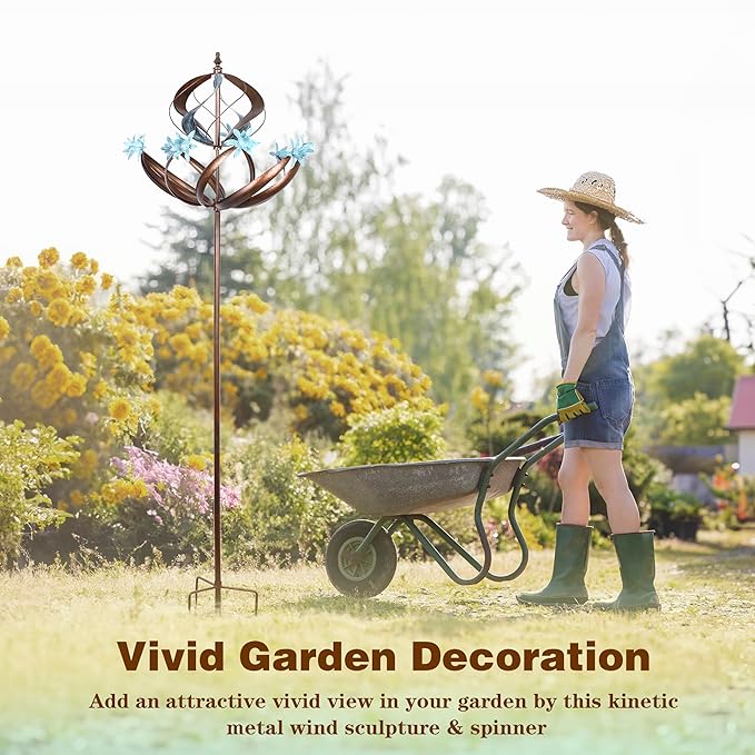 Outdoor Metal Wind Spinner for Yard Garden - Large Kinetic Wind Sculptures Spinners Outdoor, Gift for Birthday, Anniversary, Housewarming, Christmas (W26 x H86)