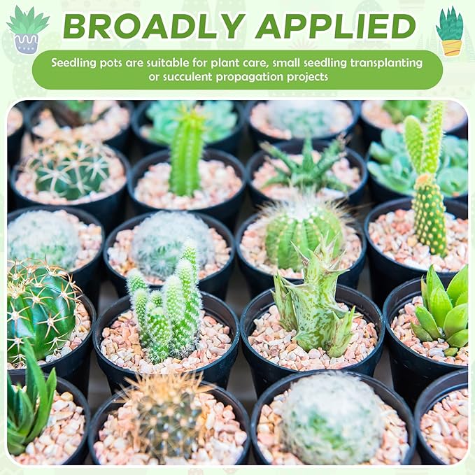 Yaomiao 200 Pcs 2 Inch Black Mini Plastic Plant Pot Nursery Seedling Pots Seed Starter with Drainage Holes for Indoor Outdoor Garden Succulent Plants Cuttings Transplanting