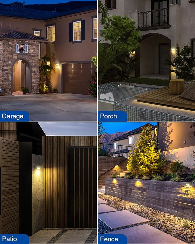 Peasur Solar Lights Outdoor Waterproof, 12Pack 140LED Motion Sensor Lights Solar Powered 3 Modes, Solar Security Fence Lights for Wall Garden Yard Outside(Warm White)