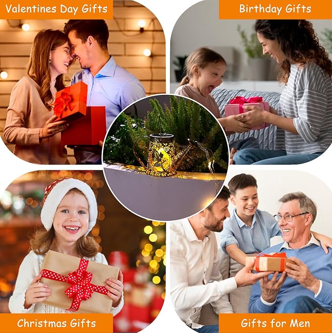 YJFWAL Solar Watering Can Lights, Unique Fairy Gifts for Women Mom Grandma Birthday, Waterproof Outdoor Garden Decor Large Hanging Solar Lantern Fairy Lights for Patio Porch Yard Flowerbed Pathway
