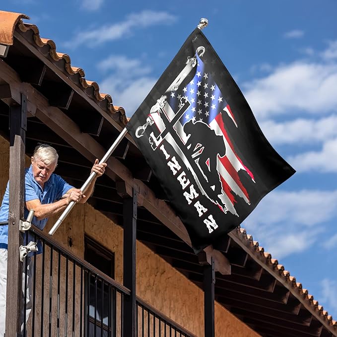 FLAGWIX American Flags - Lineman Flag MLH896F, House Flag (29.5" x 39.5") - Lineman Decorations, USA House Garden Flags Premium Polyester - Decorative Outdoor Flags