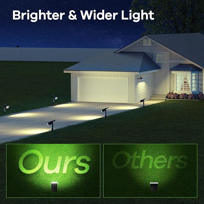 Consciot Solar Spotlights Outdoor, IP67 Waterproof 2-in-1 Solar Spot Lights Daylight, Durable Christmas Decorations Lights for Garden Yard Pathway Driveway Porch Walkway, Auto On/Off, 2 Pack