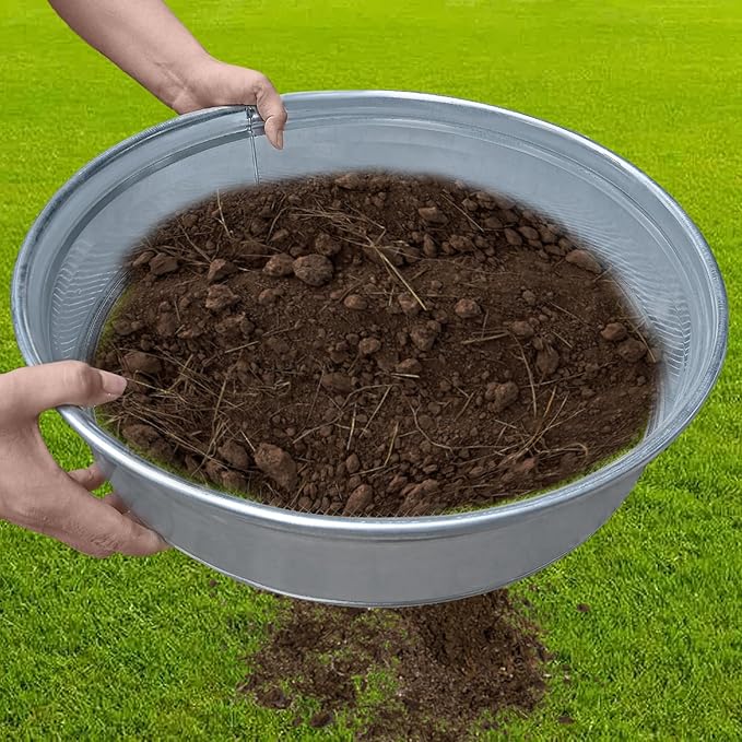 19" * 19" Extra Large Soil Sifter for Gardening, Compost Sifter,Galvanized Garden Sieve,Dirt Sifter,Rocks Sifter,Leaves Sifter,Pellet Sifter,Gravel Sifter