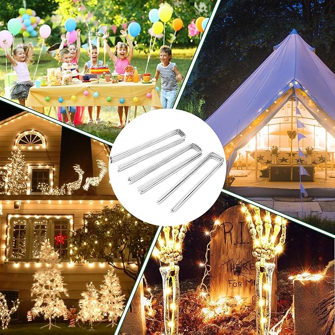 12 Inch 11 Gauge Galvanized Landscape Staples Stakes for Decoration, 50/100/200pcs Garden Metal Stakes for Weed Barrier Fabric, Fence Stakes, Tent Stakes(12in,50pcs)