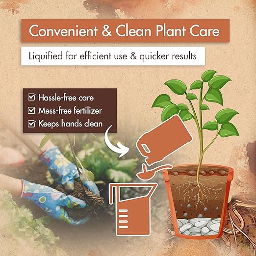 Worm Castings for Plants, Earthworm Casting Organic Fertilizer, Bokashi Booster, Worm Tea Made from Compost Worms, Liquified & Concentrated Vermicompost for Soil Fertility & Bountiful Harvest, 1 gal.