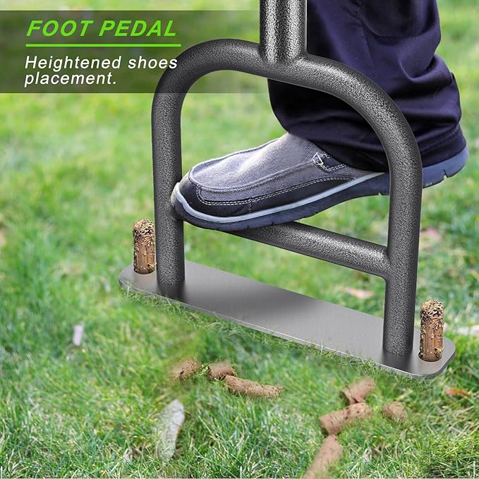 Dolibest Lawn Coring Aerator, Manual Lawn Aerator, 2 Stainless Steel Corer Plug Aerator with Soft Rubber Grip, Pre-Assembled Manual Grass Aerating Tool & Cleaning Hand Tool for Improving Lawn Health