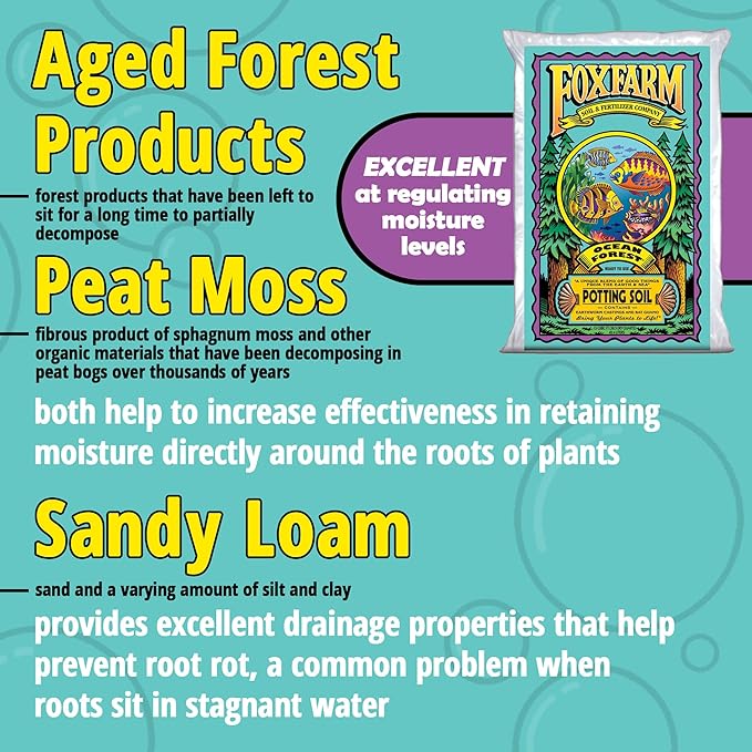 FoxFarm Ocean Forest Potting Soil, 1.5cu ft (Pack of 2) - Light, Aerated Texture, Designed for All Container Plants - pH Adjusted for Optimal Nutrient Uptake, Effectively Retains Moisture