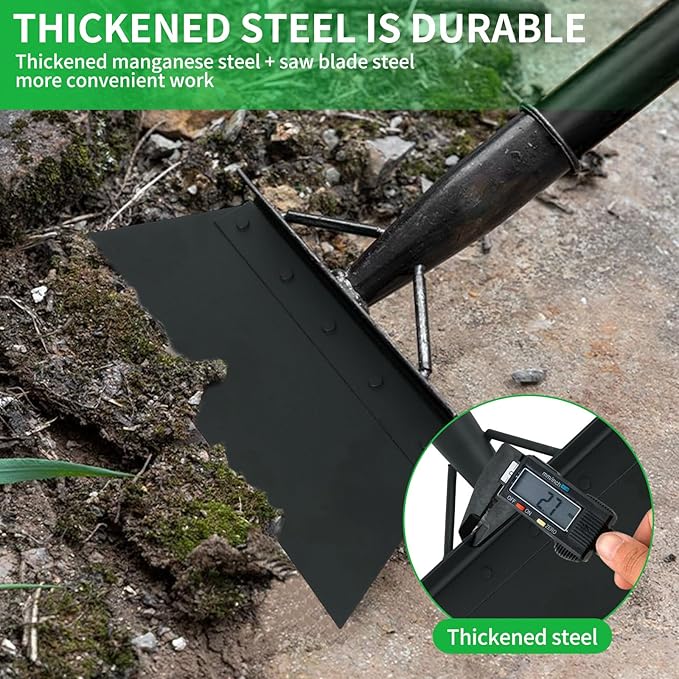 45" Multifunctional Garden Cleaning Shovel with Glove, 11.8" Wide Heavy Duty Gardening Shovels Flat Cleaning Shovel Outdoor Gardening Tool for Ice Removal Digging Lawn Edging