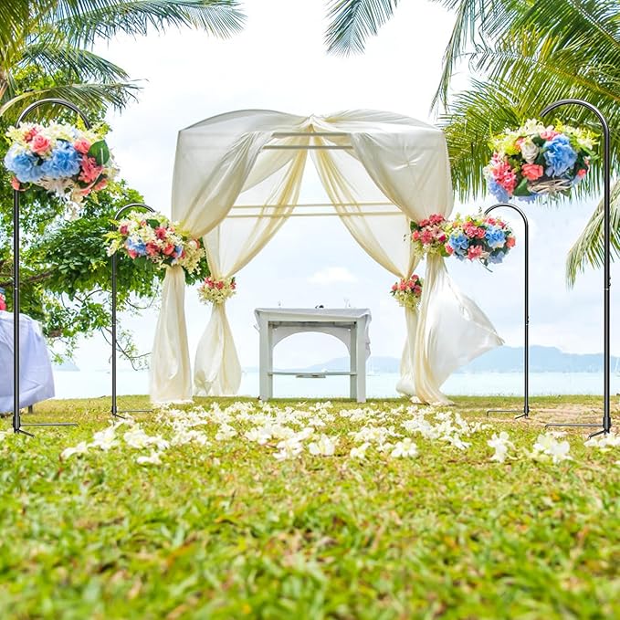 GOFORWILD Shepherd’s Hooks 2 Pack Black, 65 inches Tall, Adjustable Garden Hook for Outdoor, Hanging Plant, Solar Lights, Lanterns, Bird Feeders, Garden Stake and Wedding Decor, 7015