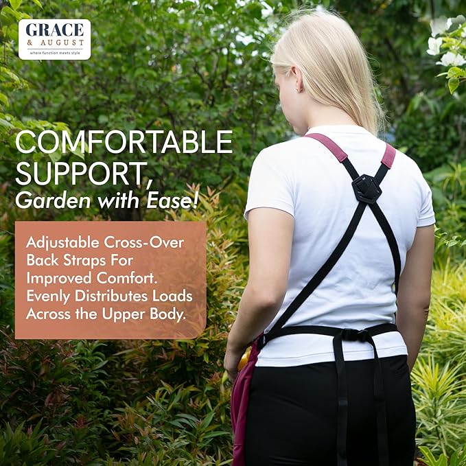 Gardening Apron with Pockets for Women & Men - Garden Apron 7 Pockets & Internal Drawstring Bag - Great Gift