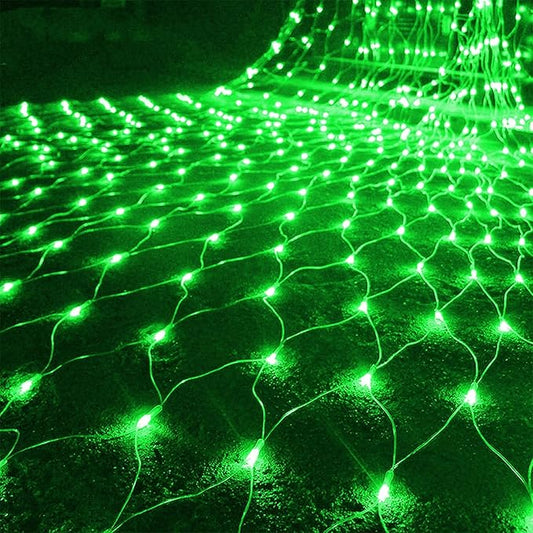 WATERGLIDE Outdoor Christmas Net Lights, 12FT x 5FT 360 LED Mesh String Light with 8 Lighting Modes, Connectable Waterproof Lights for Garden Tree Bushes, St. Patrick's Day Party Decorations, Green