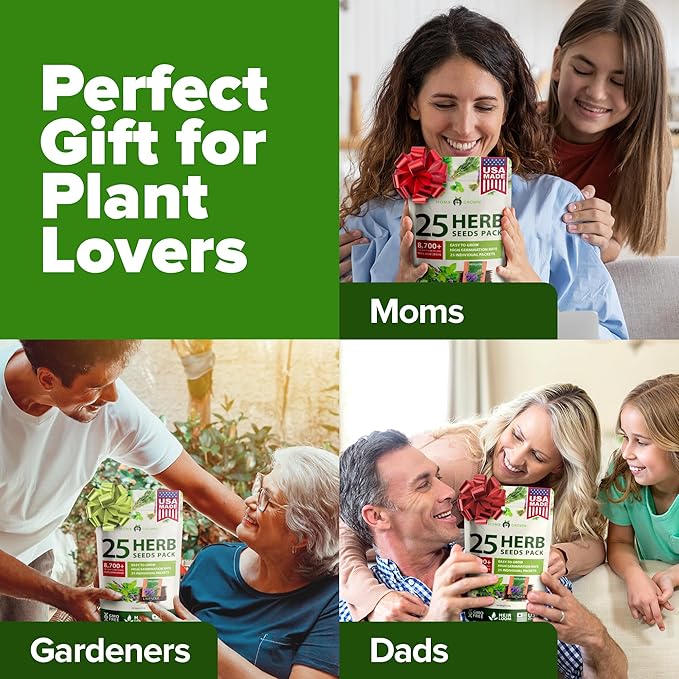 HOME GROWN 25 Herb Seeds Pack | 8700+ Heirloom Seeds | Indoor & Outdoor Planting | Culinary Herb Seeds Variety Pack | Perfect for Hydroponic Gardens | Arugula, Basil, Lavender & More