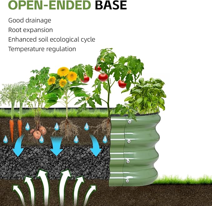 3-in-1 Modular Raised Garden Bed Kit - Adjustable Sizes (4x2x1ft, 3x3x1ft, 5x1x1ft) - Heavy-Duty Galvanized Steel Planter Box with Bracing Rods & Gloves for Vegetables, Fruits, Flowers