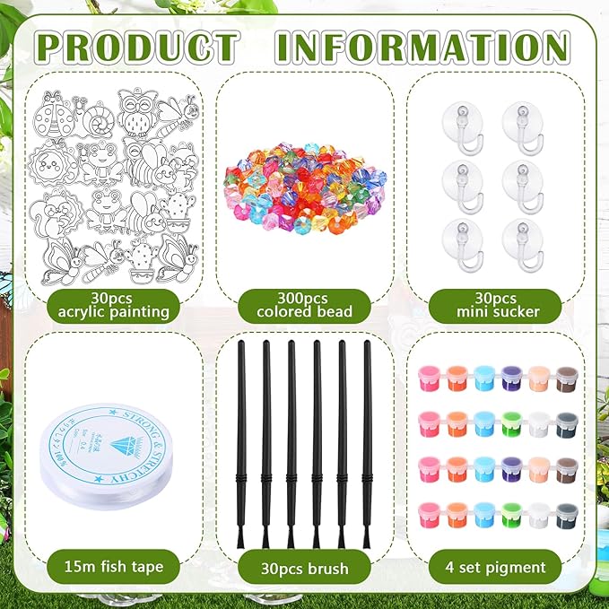 30 Sets Suncatchers Window Art Kits, DIY Sun Catchers Bulk Crafts Paint Your Own Window Ornaments for Boys Girls Classroom Home Party Birthday Activity Decor (Vibrant Style)