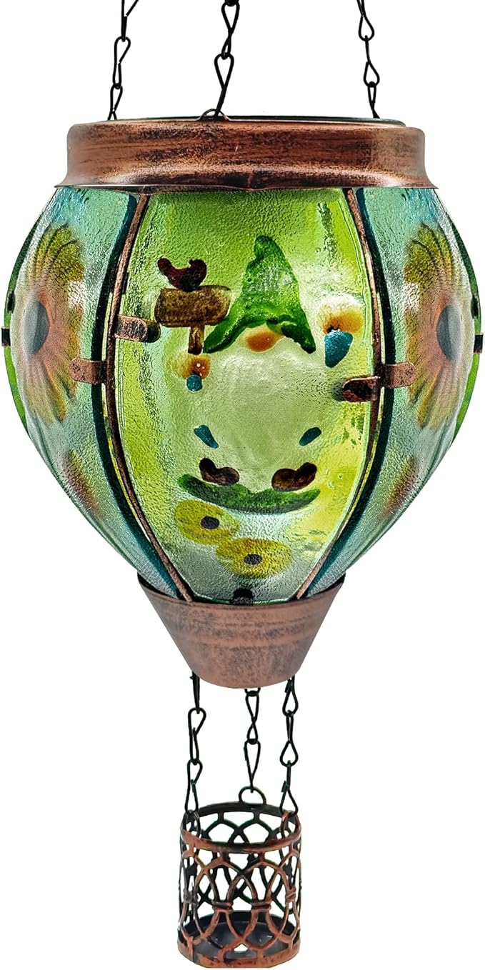 Solar Hot Air Balloon Lantern with Flame, Solar Hot Air Balloon Waterproof Lantern for Garden Farmhouse Decoration (GardenGnome)