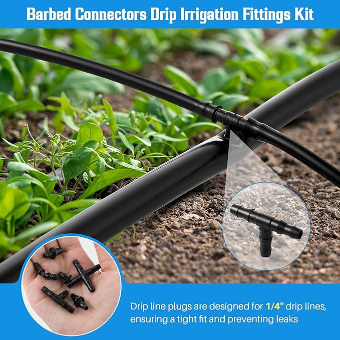 Feekoon Drip Irrigation Tubing Cutter Hole Punch Tools with 115 Irrigation Plugs, 2 in 1 Drip Irrigation Tubing Hole Punch for Easier 1/4" Inch Fitting 16 20 25 mm PE Pipe and Emitter irrigate