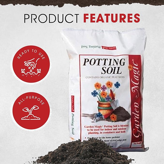 20 Pound Bag of Garden Magic General Purpose Moisture Retaining Potting Soil Mix for Indoor and Outdoor Planting