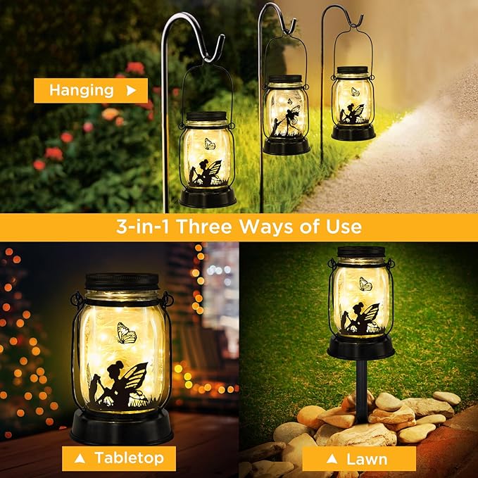 Kyoryuger Solar Lanterns Dog Solar Lights Outdoor Gifts for Women Men Dog Lovers Gifts Decorative Hanging Dog Lanterns with Stake for Yard Lawn Garden Decor Waterproof LED Dog Light
