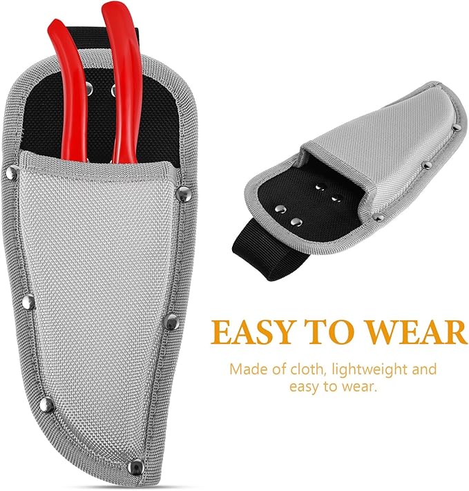 Pruning Shears Hanging Pouch PU Leather Pliers Pruner Holder Sheaths Pouch Holder Tool Pouch for Garden Pruning Pliers Shears Scissor, Grey