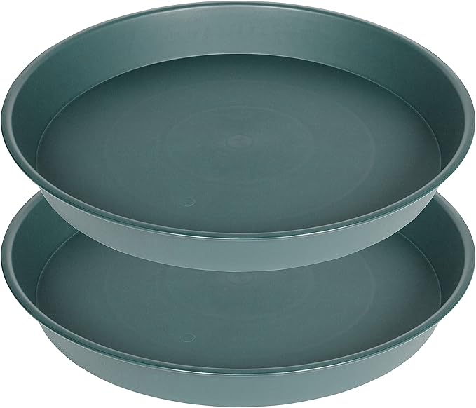 2 Pack of Bird Bath Bowl 12", 1.6" Depth, 10 12 inch Birdbath Bowls Dish Only for The Garden, Large Plant Saucer (12", Green)