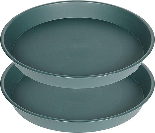 2 Pack of Bird Bath Bowl 12", 1.6" Depth, 10 12 inch Birdbath Bowls Dish Only for The Garden, Large Plant Saucer (12", Green)