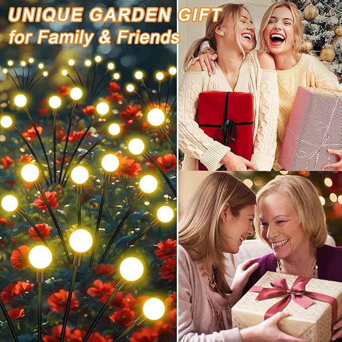 Solar Garden Lights Outdoor, 10 Pack 60 LED Solar Firefly Lights, Swaying Waterproof Garden Decor for Yard Patio Pathway Lawn Gardening Gifts