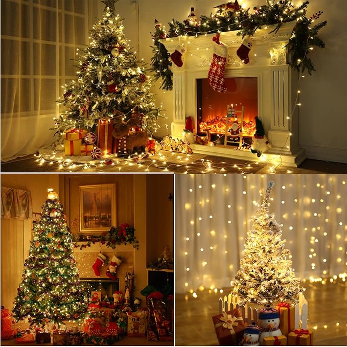 175Ft Christmas Lights Outdoor, 500 LED Christmas String Lights with 8 Modes, Timer, Waterproof Fairy Twinkle Lights for Christmas Party, Garden, Wedding, Holiday, Xmas Tree Decorations (Warm White)