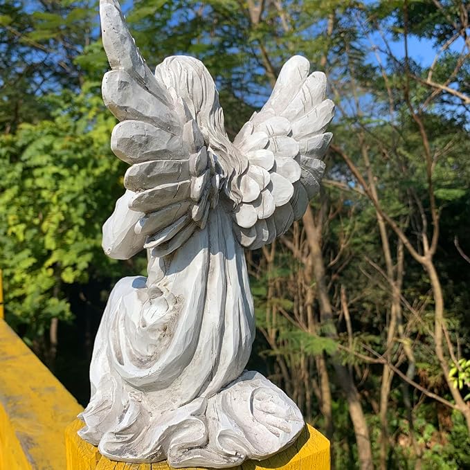 Praying Angel Garden Statue, Religious Fairy Sculpture Waterproof Decorative Figurine Art Decor for Patio, Lawn, Yard, Housewarming Ornament Present Angels HSa-1