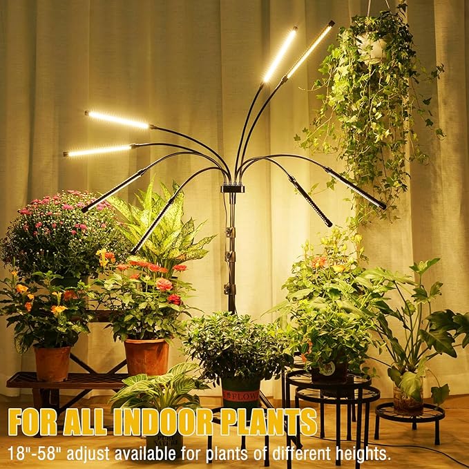 Grow Lights for Indoor Plants, 8 in 1 Full Spectrum Grow Light for Indoor Growing with Tripod Stand, Auto On/Off Timing 4/8/12H, Plant Light for Indoor Plants with 400 LEDs. (Full Spectrum)