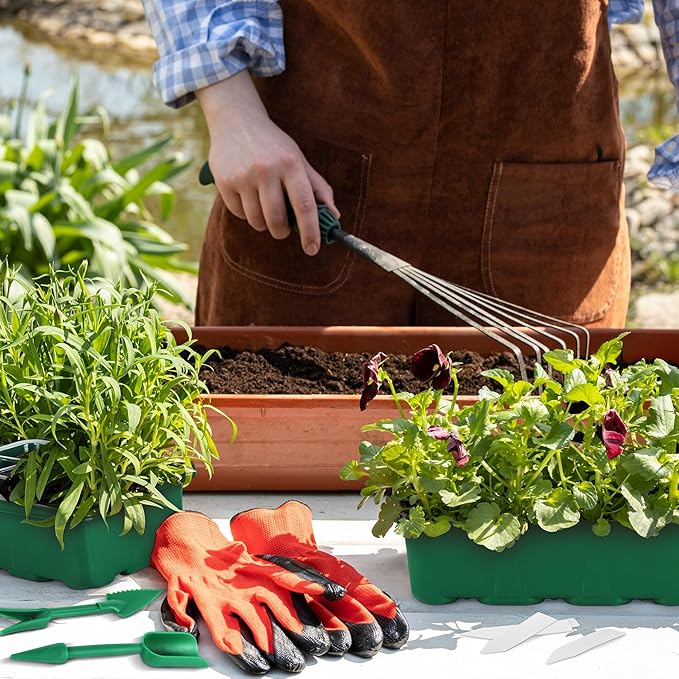10 Sets Seed Starter Tray Kit Seed Starter Trays with Humidity Dome and Base Include 120 Peat Pellets 200 Plant Labels Garden Tools Plant Germination Tray Set for Indoor Outdoor Planting, Green