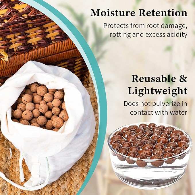 Legigo 15 LBS Organic Expanded Clay Pebbles, 4mm -16mm Light Expanded Clay Aggregate, Natural Clay Pebbles for Hydroponic & Aquaponics Growing, Orchid Potting Mix, Dutch Buckets, Drainage