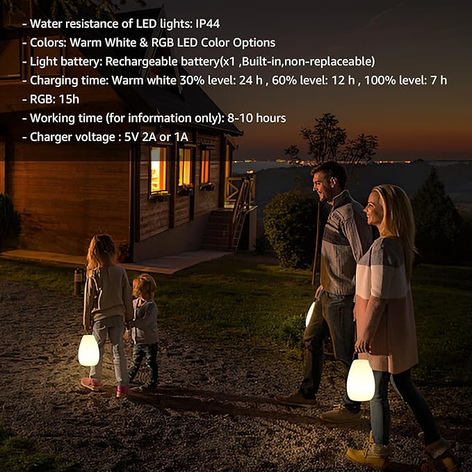uuffoo Portable Outdoor Table Lamp, Dimmable Cordless Lamp with Remote and 7 RGB Colors IP44 Waterproof Hanging Lamp Indoor/Outdoor Night Lamp Lantern for Bedroom Garden Dining Camping