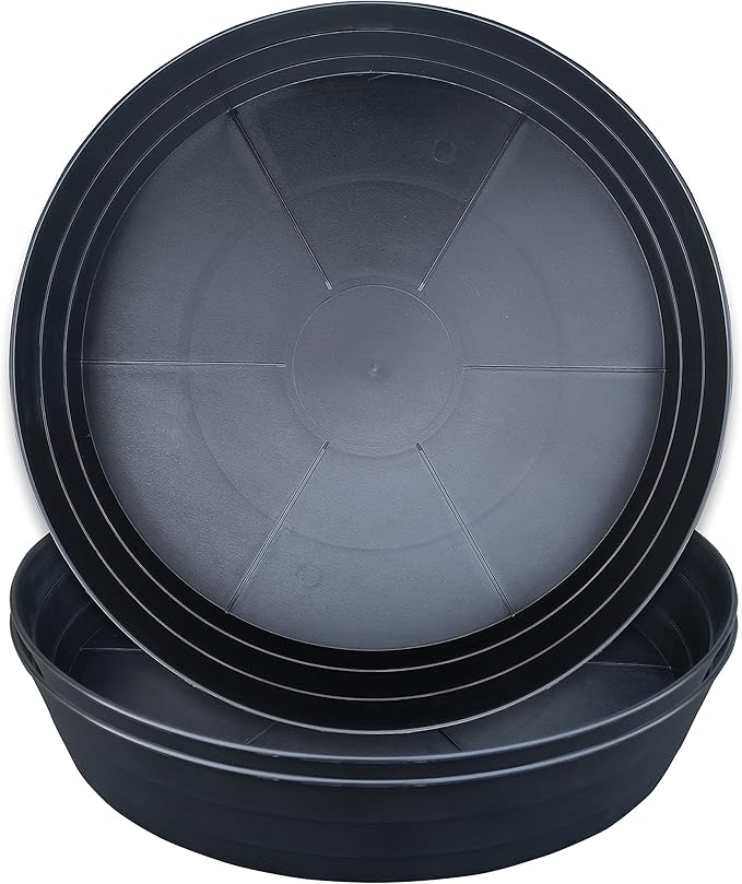 20 Inch Extra Large Plant Saucers, Extra-Deep 3.7 in Black Drip Trays for Flower Pot, Heavy Duty Drainage Tray Indoors No Holes, 3 Pack Plastic Planter Plate Water Catcher for Pots Base 16 17 18 in