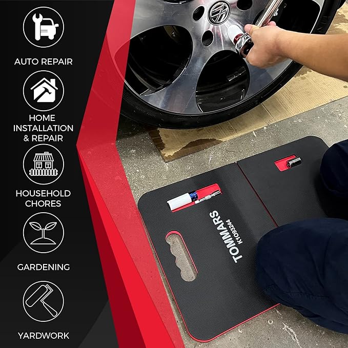 TOMMARS 0.9" Foldable Thick Kneeling Pad, 2 Fold Comfortable Foam Knee Pads Cushion Mat for Gardening, Yardwork, Workshop Repairing