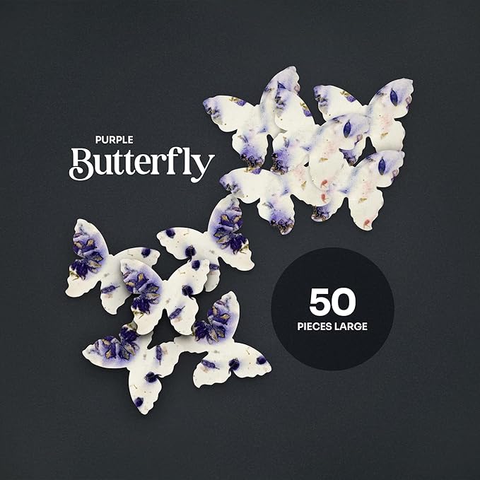 50 pcs Large Purple Butterflies – Plantable Seed Paper for Weddings, Gifts, and Life Events (#45s)
