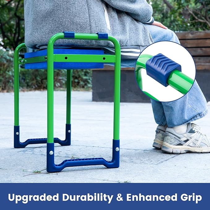 Heavy Duty Garden Kneeler and Seat, Convertible 2-in-1 Design with Thick EVA Cushion & Large Tool Bag, Support for Knee & Back Pain Relief, Durable Gardening Stool for Weeding, Planting