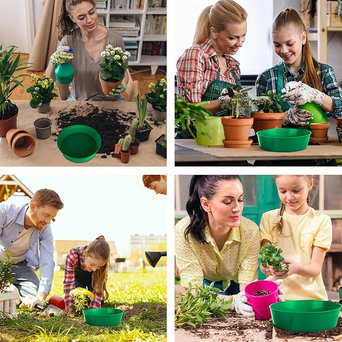 8PCS Soil Sifter for Gardening Plastic Soil Sifting Pan Round Sifter for Rocks Set Soil Sieve Sifter, Soil Sifting Pan Rock Garden Sieve Soil Sifter for Small Gravel, Soil, Sand