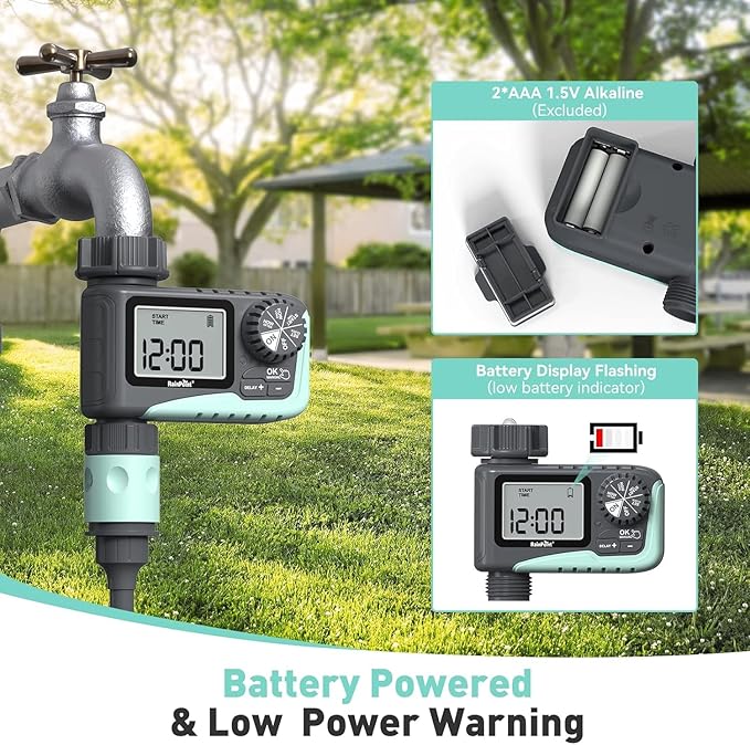 RAINPOINT Sprinkler Timer Outdoor, Water Timer for Garden Hose Faucet Timer, Programmable Watering Irrigation Timer with Rain Delay/Manual, V2, 2024 Release(Plastic)
