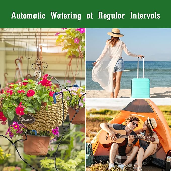 Solar Automatic Drip Irrigation System Kit, DIY Irrigation System for Garden Outdoor/Indoor Gardening System, Plant Watering System Drip Irrigation System, 9 Timing Modes with Anti-Siphon Set