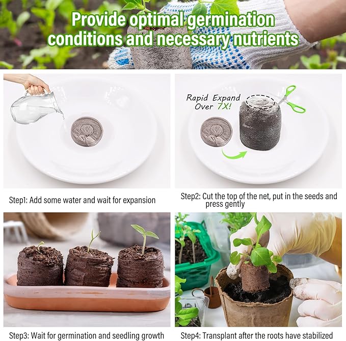 Legigo 50 PCS Coco Coir Seed Starter Plugs, 35mm Coconut Coir Pellets Seed Starter Soil for Plants, Compressed Seedling Starter Pods Pellets Seed Sprouted Potting Soil for Flowers, Herbs, Vegetables