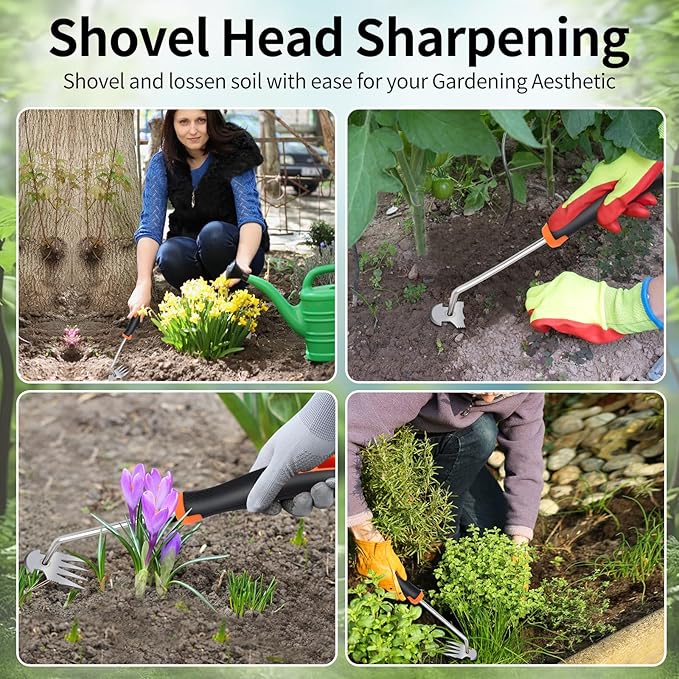 2025 Hand Weeder Tool, Rubber Handle Manual Weeder Puller Tool, Uprooting Weeding Tools, Crack Weeder Crevice, 4 Teeth Weeding Tool, Weeding Artifact Tool for Gardening (2 Pcs)