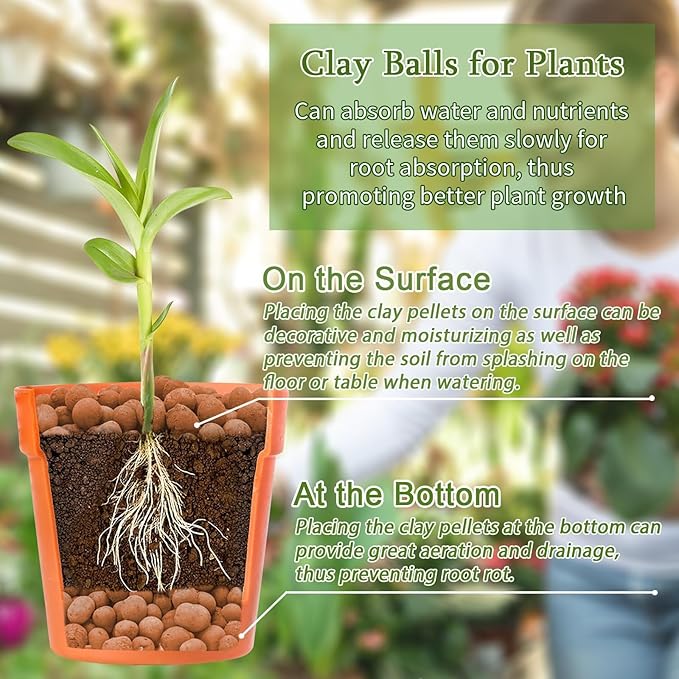 ZeeDix 5.5LB Expanded Clay Pebbles, 4mm-16mm Clay Leca Balls Clay Pebbles for Plants, Natural Clay Pellets Balls for Hydroponic, Indoor Plants Drainage, Gardening, Orchids, Decoration, Aquaponics