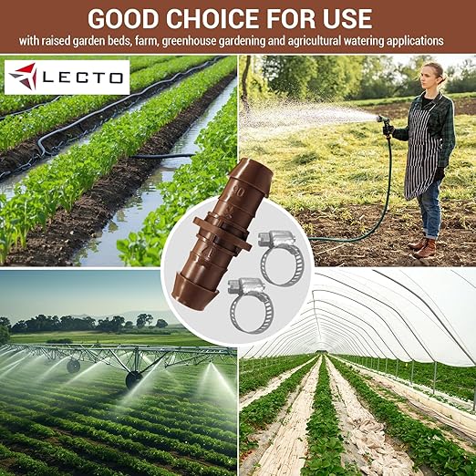 LECTO Universal 5/8", 1/2", .700" Drip Line Repair Kit – Coupler, 3