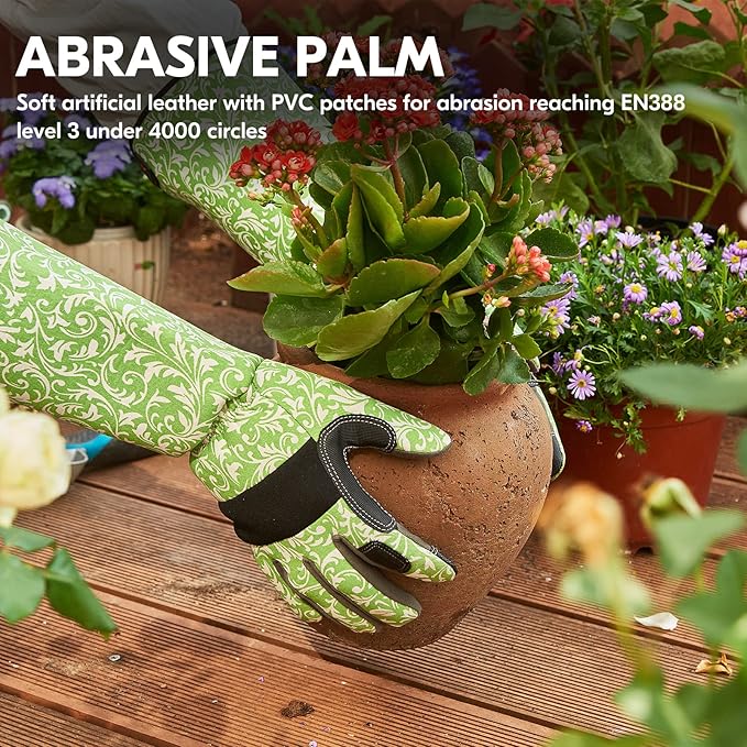 Vgo... 1 Pair Gardening Gloves Ladies,Safety Work Gloves,Long Sleeves Gauntlet,Puncture Proof,Touchscreen(Size XS,Green,AL6608-FM)