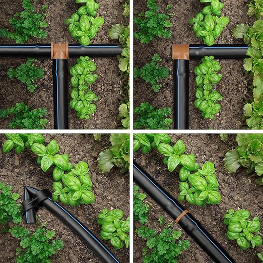 32 Pieces Drip Irrigation Fittings Kit: 1/2 Inch Drip Irrigation Tubing Set Includes 8 Couplings 8 Tees 6 Elbows 6 Plugs 2 Crosses 2 Valves for Sprinkler Systems