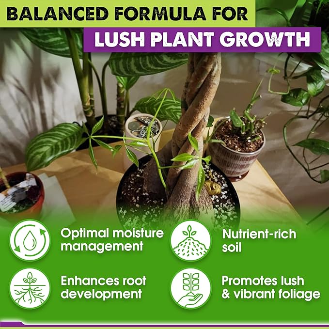 DUSPRO Recycle Money Tree Soil, Premium Coco Coir Perlite Mix and Pine Bark for Money Tree Soil, Ideal Money Tree Soil for Healthy Growth and Nourishment (2 Quarts)