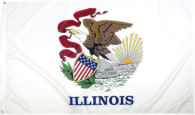 FlagSource Illinois Nylon State Flag, Made in the USA, 5x8'