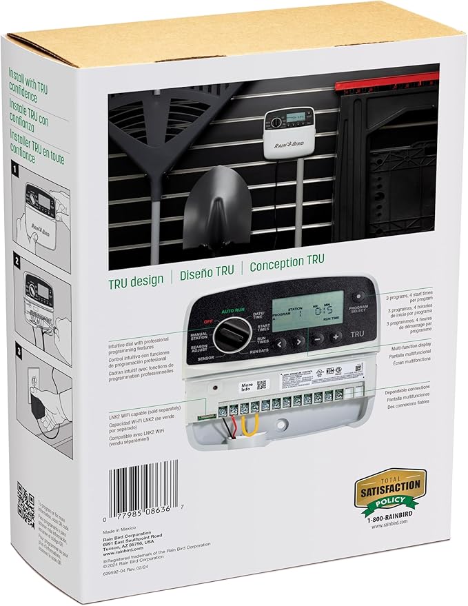 Rain Bird TRU6I Program-Based Indoor Irrigation Sprinkler Controller/Timer, WiFi Ready, 6-Zone/Station